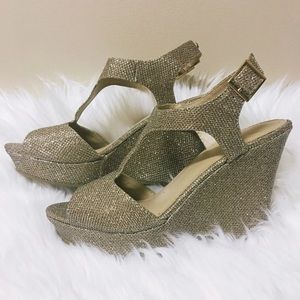 New Year Gold Glitter Wedges